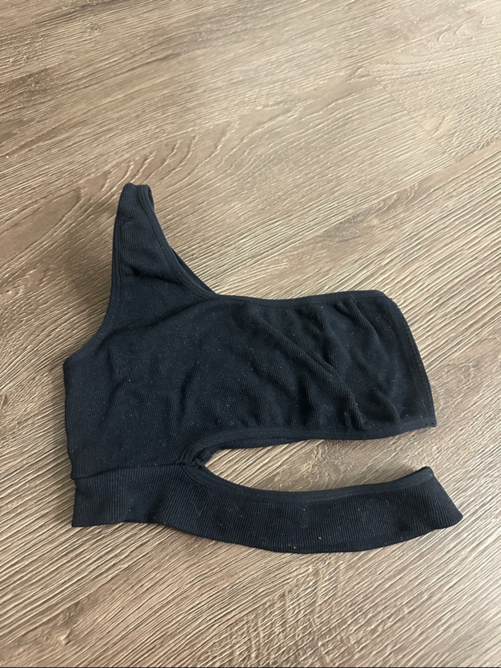 Garage Black One-Shoulder Cutout Crop Top